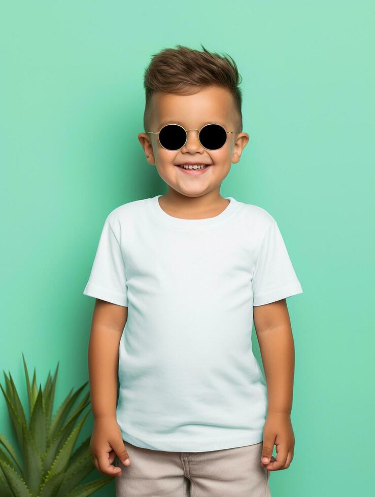 blanco wit baby t-shirt voor mockup ontwerp ai gegenereerd foto