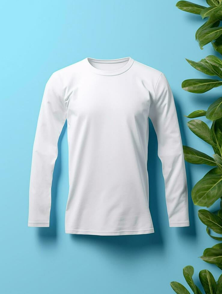 blanco wit t-shirt voor mockup ontwerp ai generatief foto