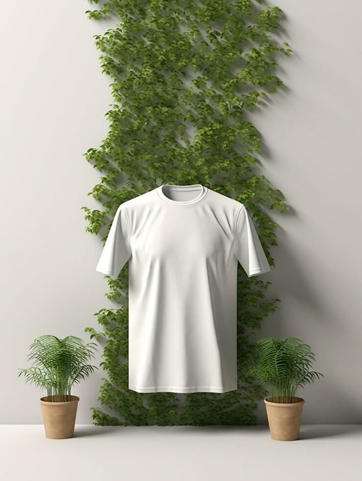 blanco wit t-shirt voor mockup ontwerp ai generatief foto