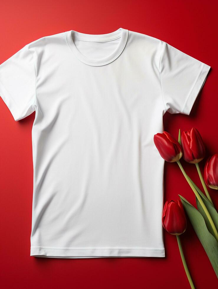 blanco wit t-shirt voor mockup ontwerp ai generatief foto