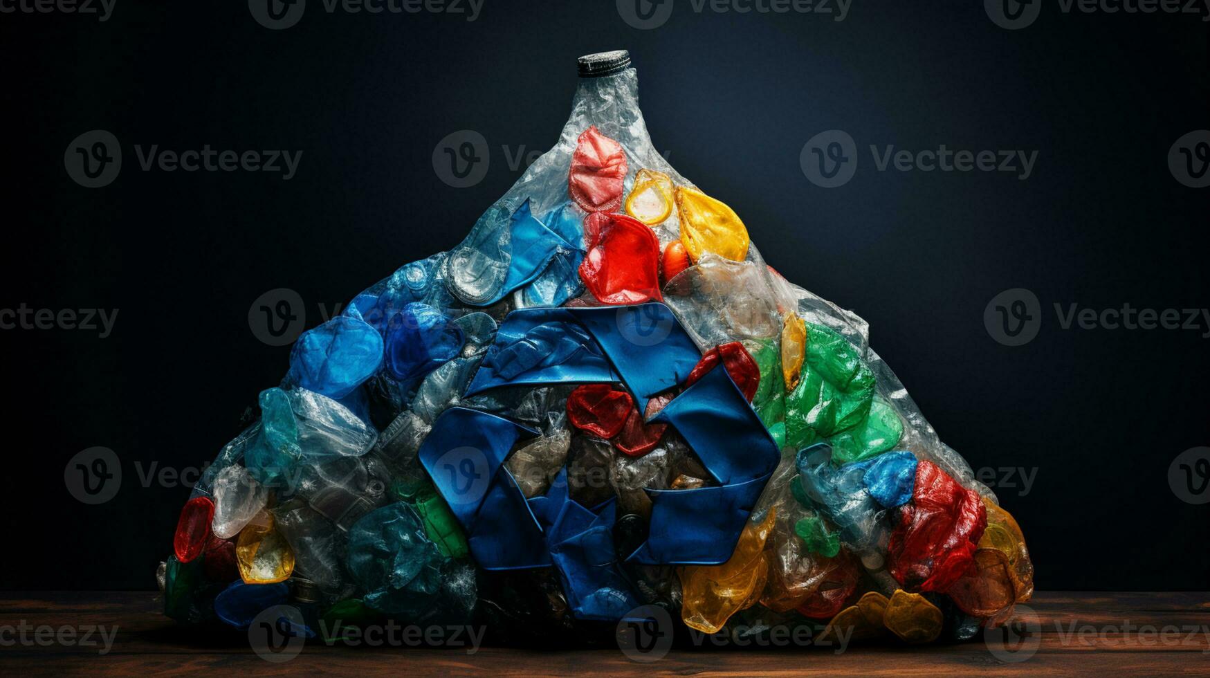 plastic verspilling vuilnis gebruikt fles, ai generatief foto