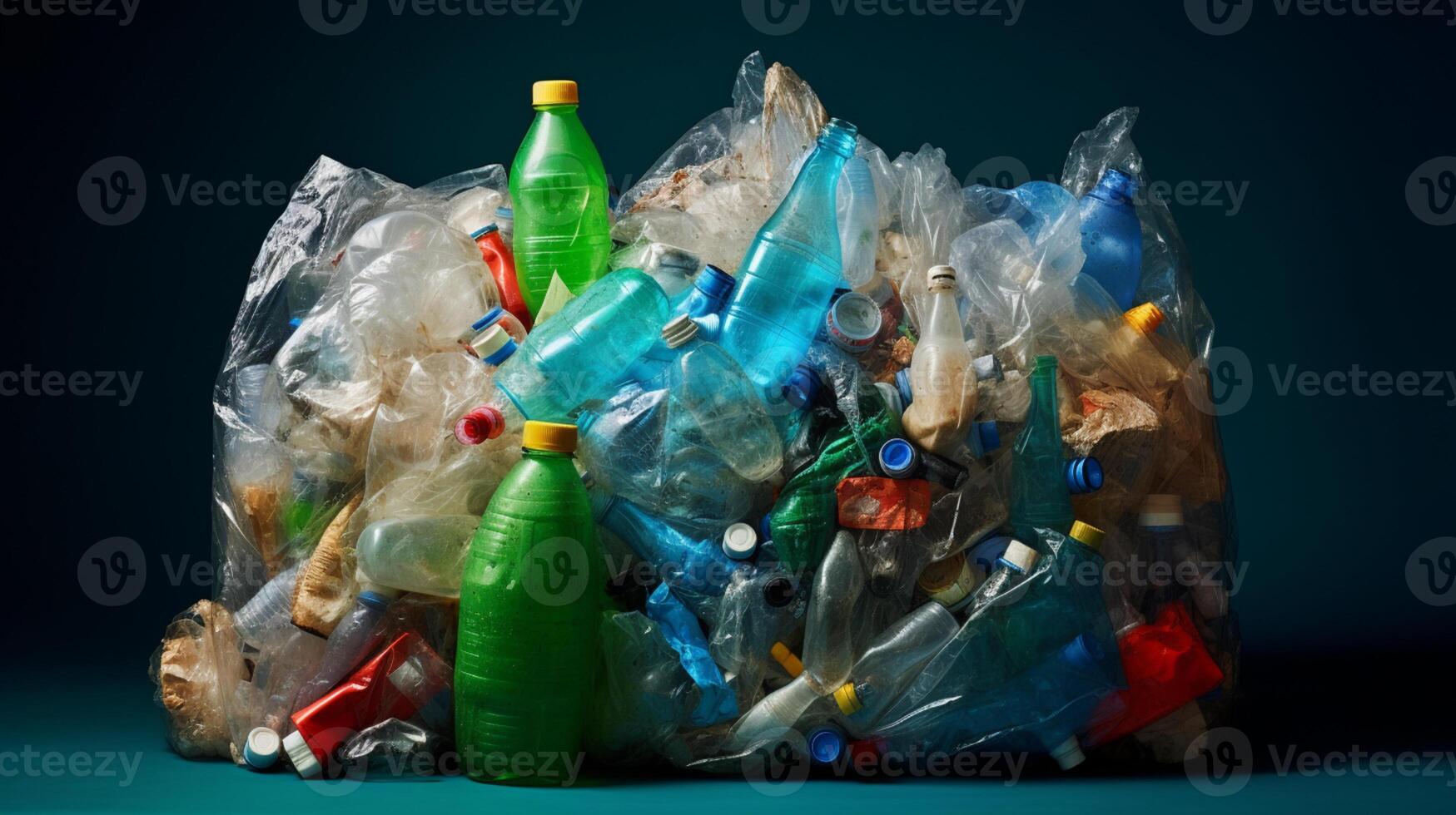 plastic verspilling vuilnis gebruikt fles, ai generatief foto