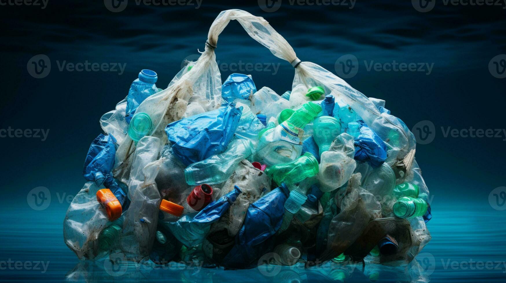 plastic verspilling vuilnis gebruikt fles, ai generatief foto