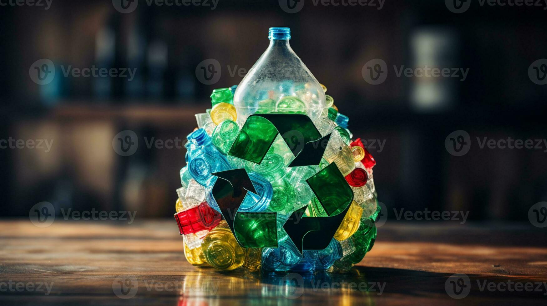 plastic verspilling vuilnis gebruikt fles, ai generatief foto