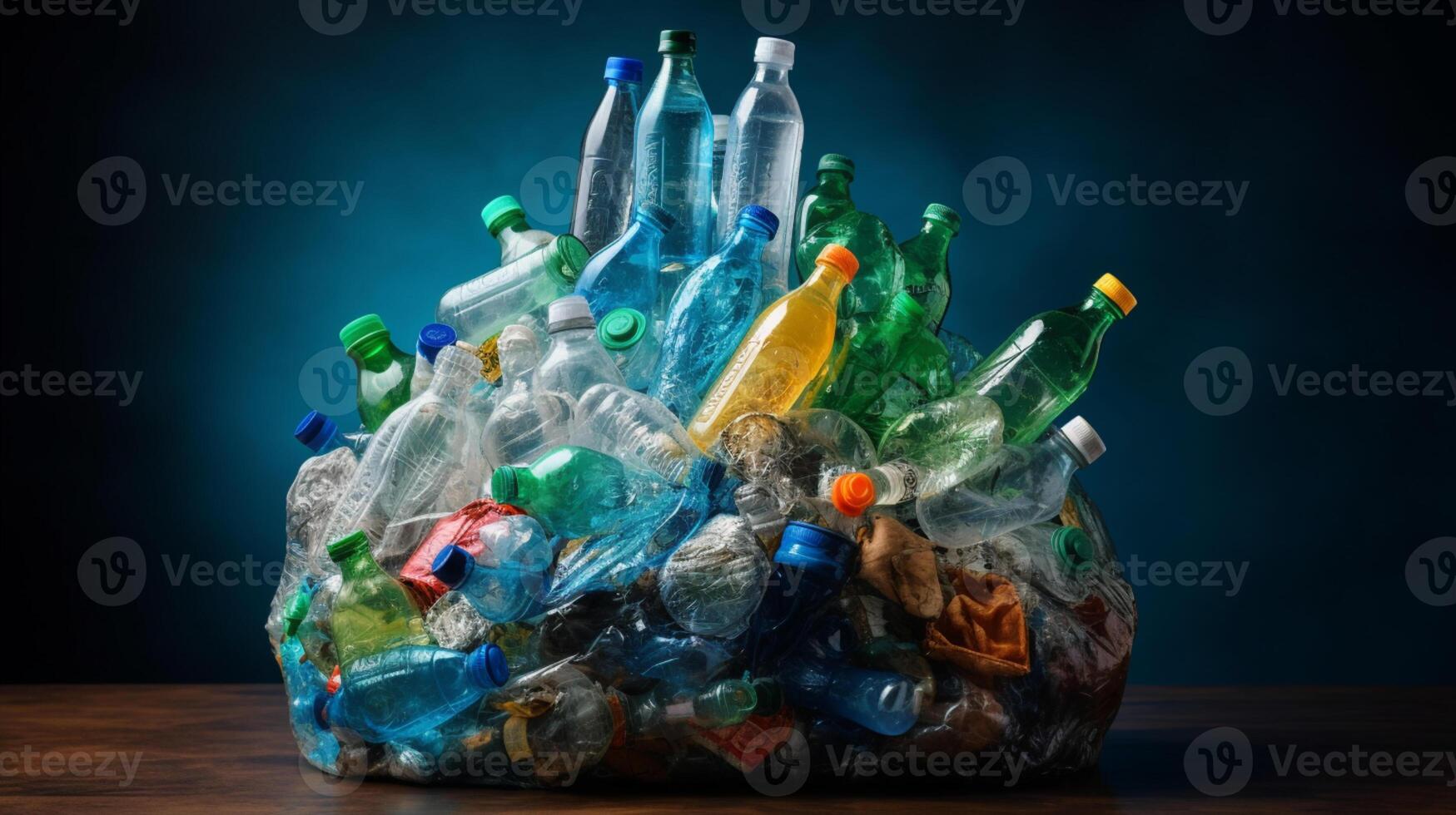 plastic verspilling vuilnis gebruikt fles, ai generatief foto