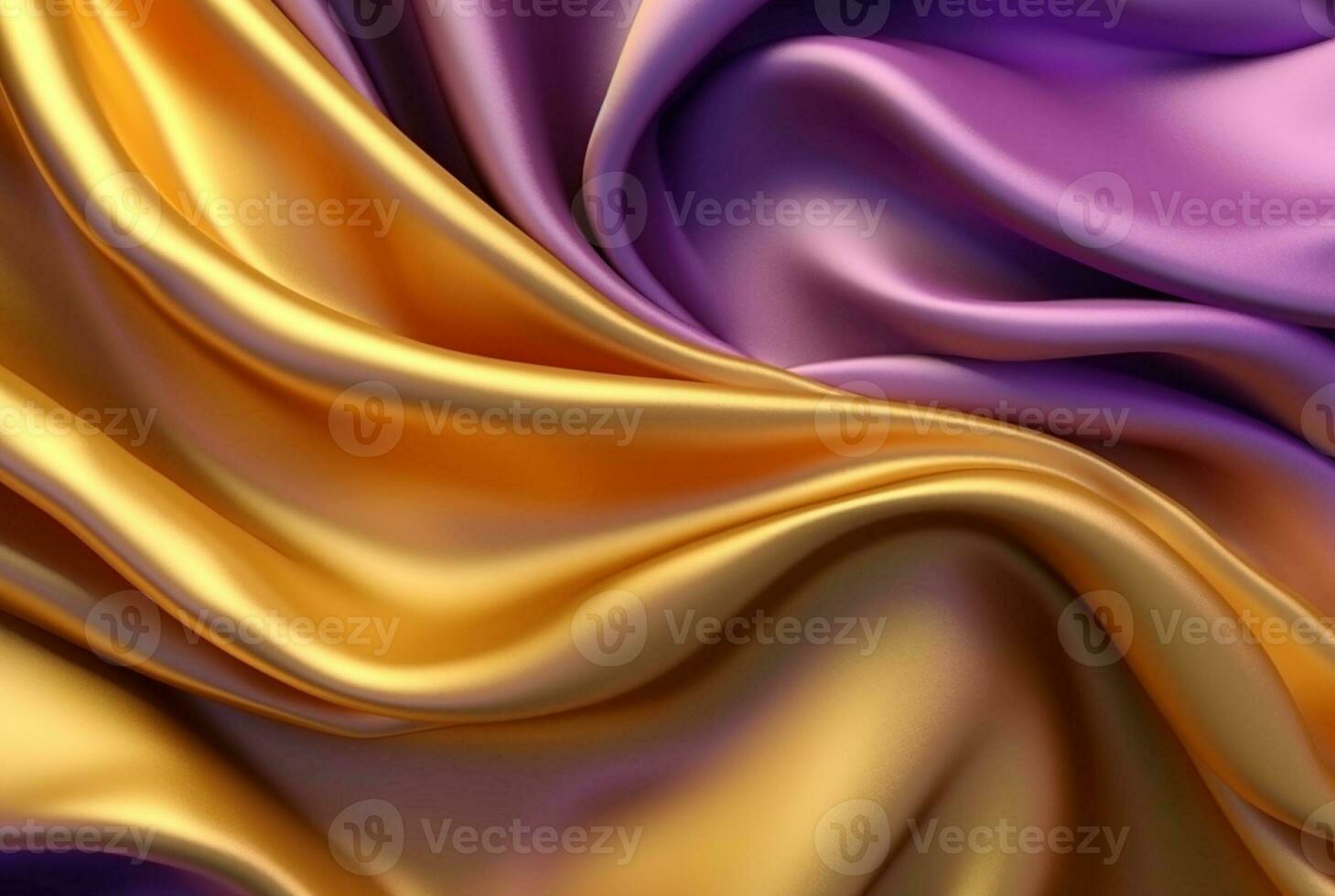 abstract achtergrond met 3d golven helder goud en Purper. generatief ai foto