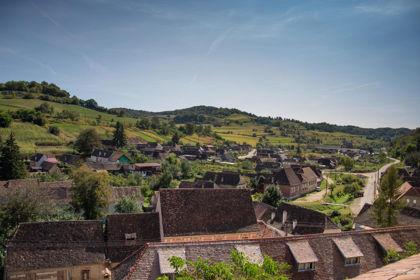 versterkte kerk biertan, in transsylvanië, roemenië.2020, panoramisch uitzicht foto