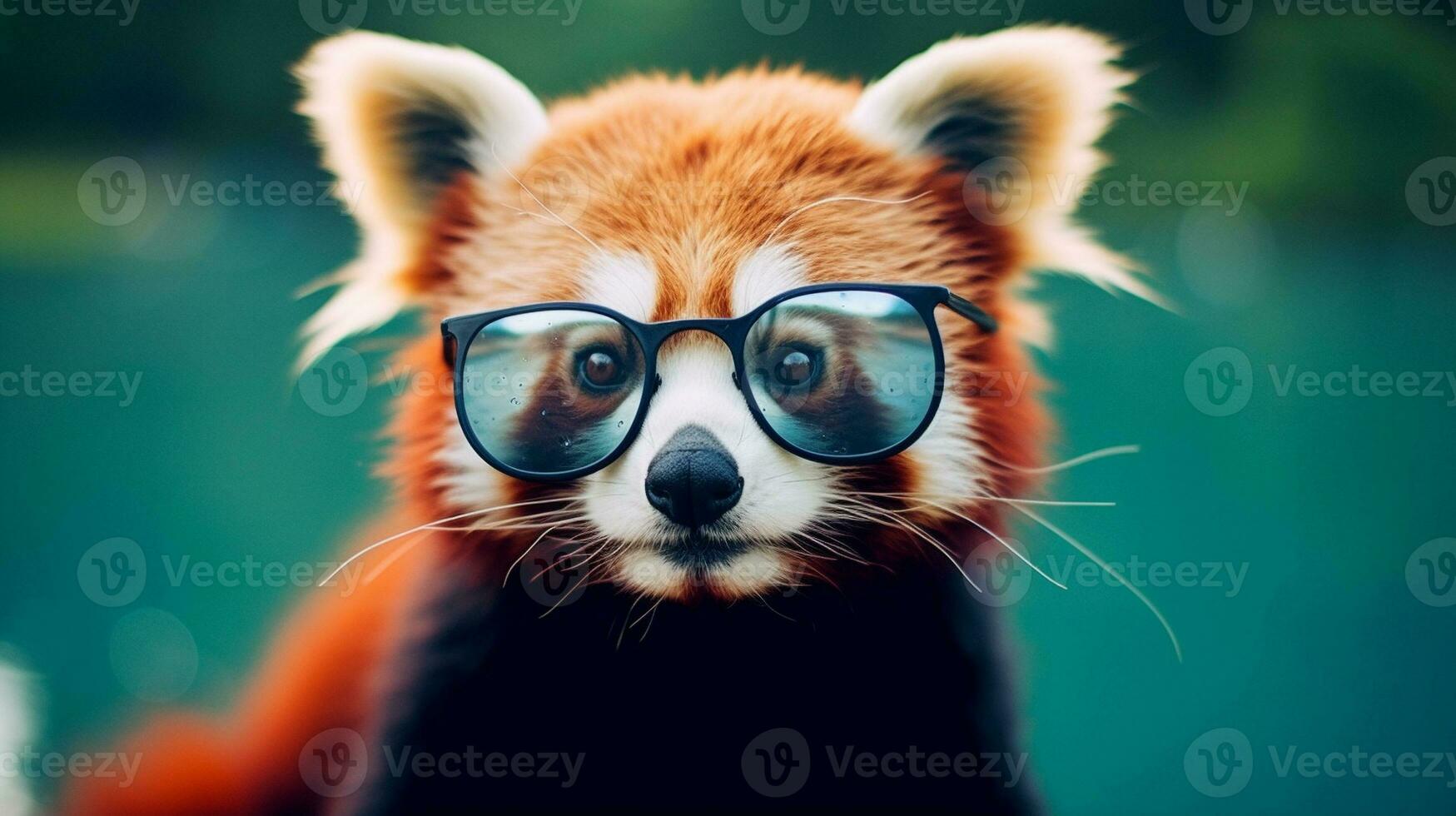 generatief ai, koel gevoel rood panda sporting zonnebril foto