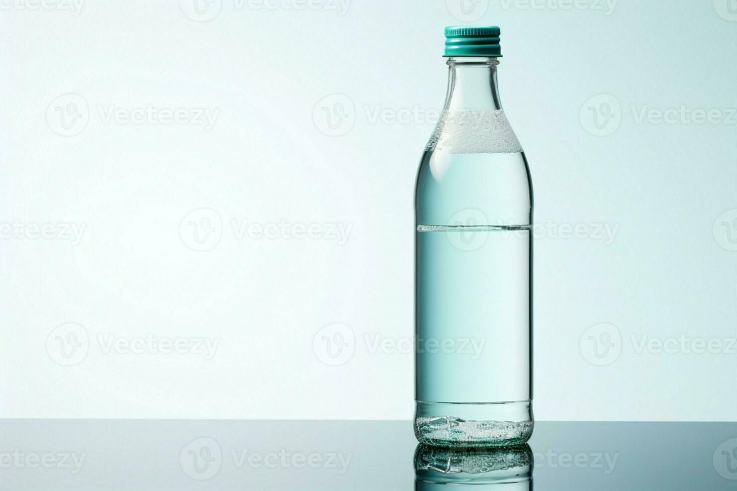 een eenzaam 3d water fles, reeks tegen een minimalistische wit achtergrond ai gegenereerd foto