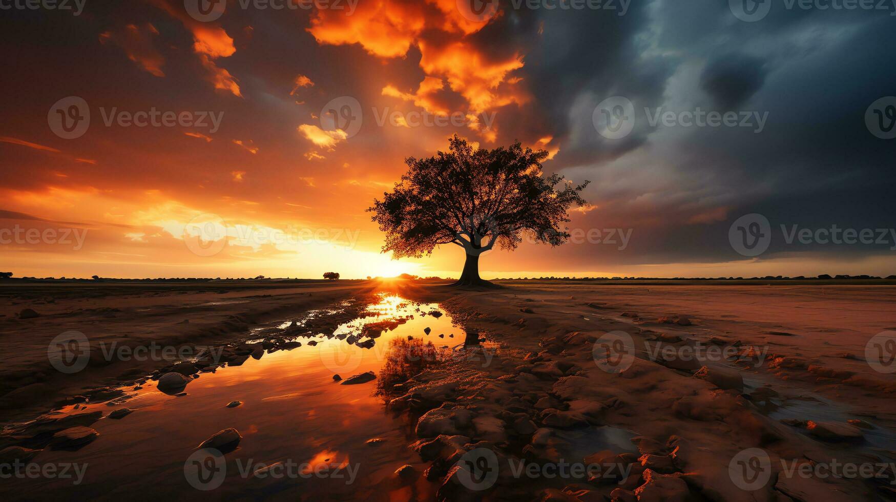 woestijn landschap met zand duinen en bergen ai gegenereerd foto