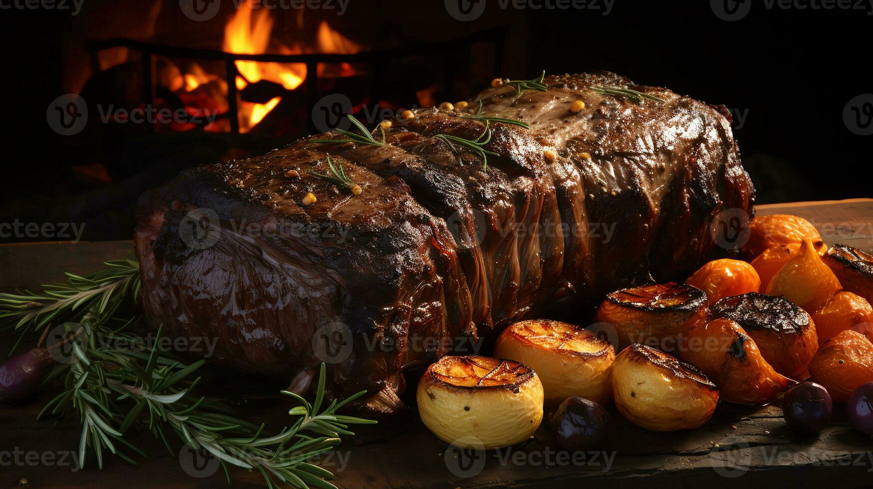 hout tafel met gouden schitteren Aan donker achtergrond ai generatief foto