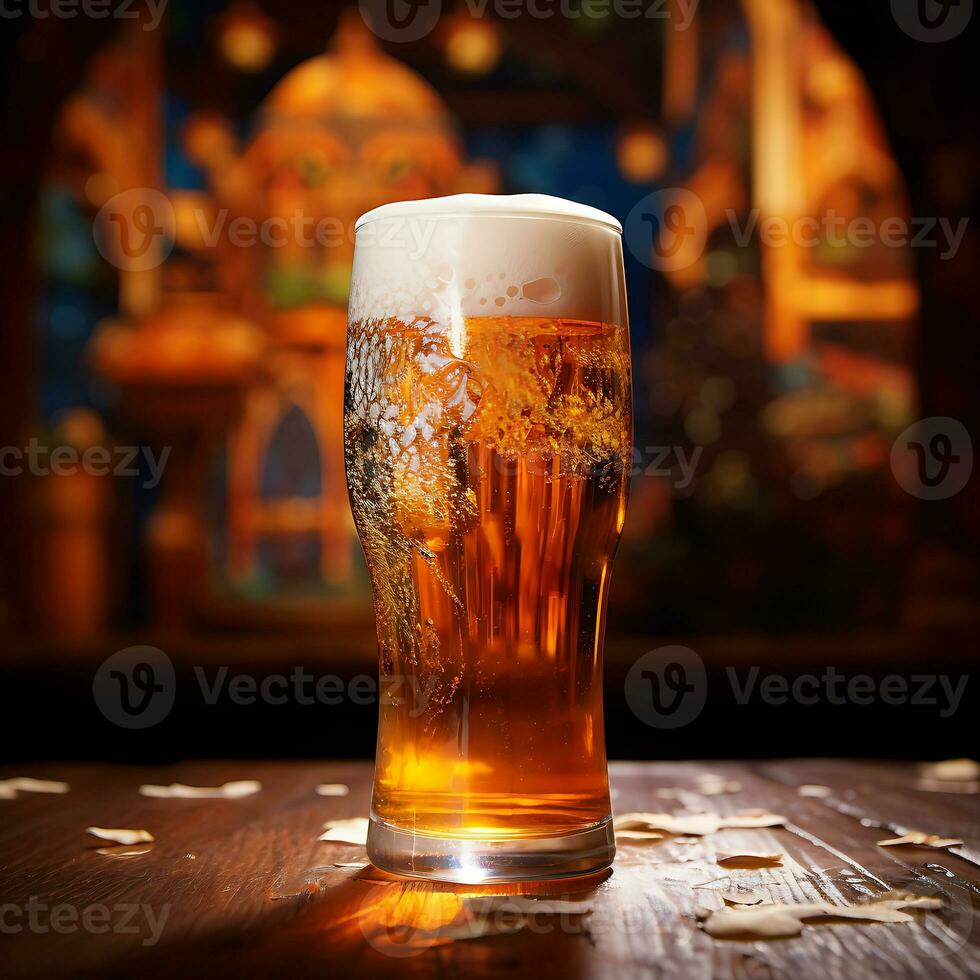 mooi visie van bier in glas gegenereerd door ai foto