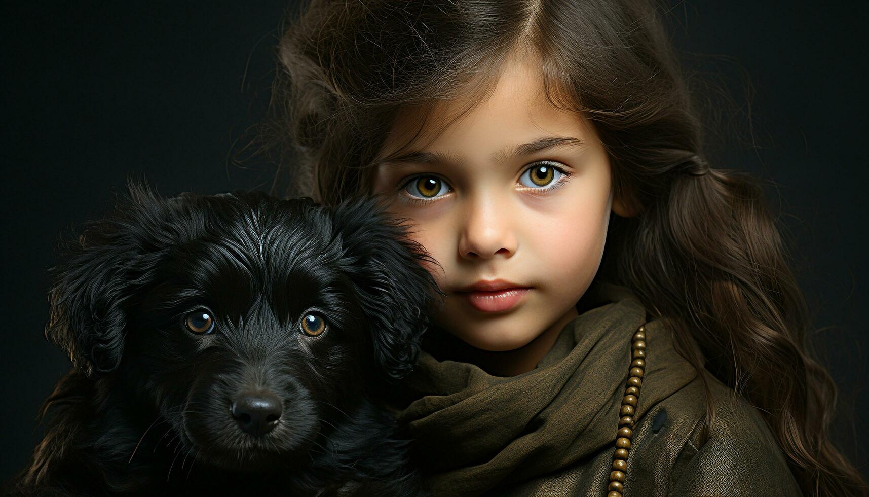 schattig hond, klein kind, op zoek Bij camera, rasecht puppy gegenereerd door ai foto