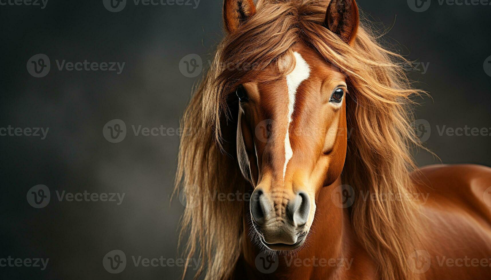 mooi paard in natuur, op zoek Bij camera met elegantie gegenereerd door ai foto