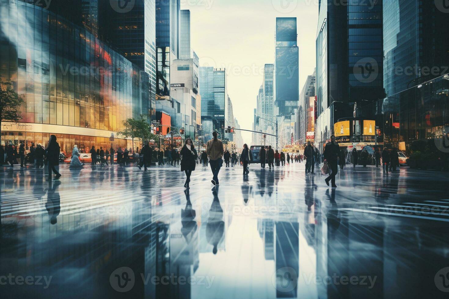 bedrijf mensen forens wandelen stormloop uur stadsgezicht stedelijk bedrijf concept. ai gegenereerd foto