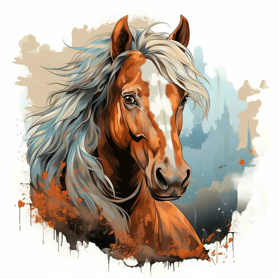 paard portret in waterverf stijl. vector illustratie van een paard. ai gegenereerd foto