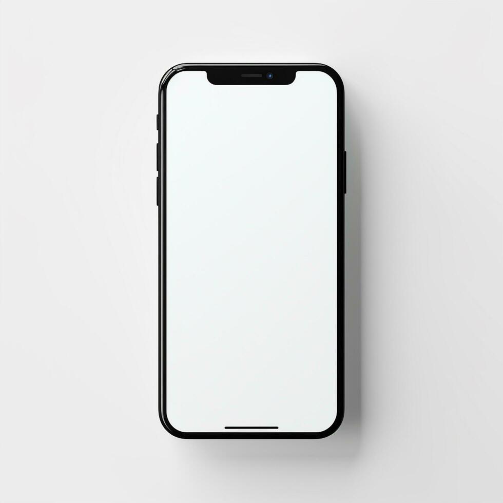 smartphone mockup met blanco scherm geïsoleerd Aan wit achtergrond. 3d renderen ai gegenereerd foto