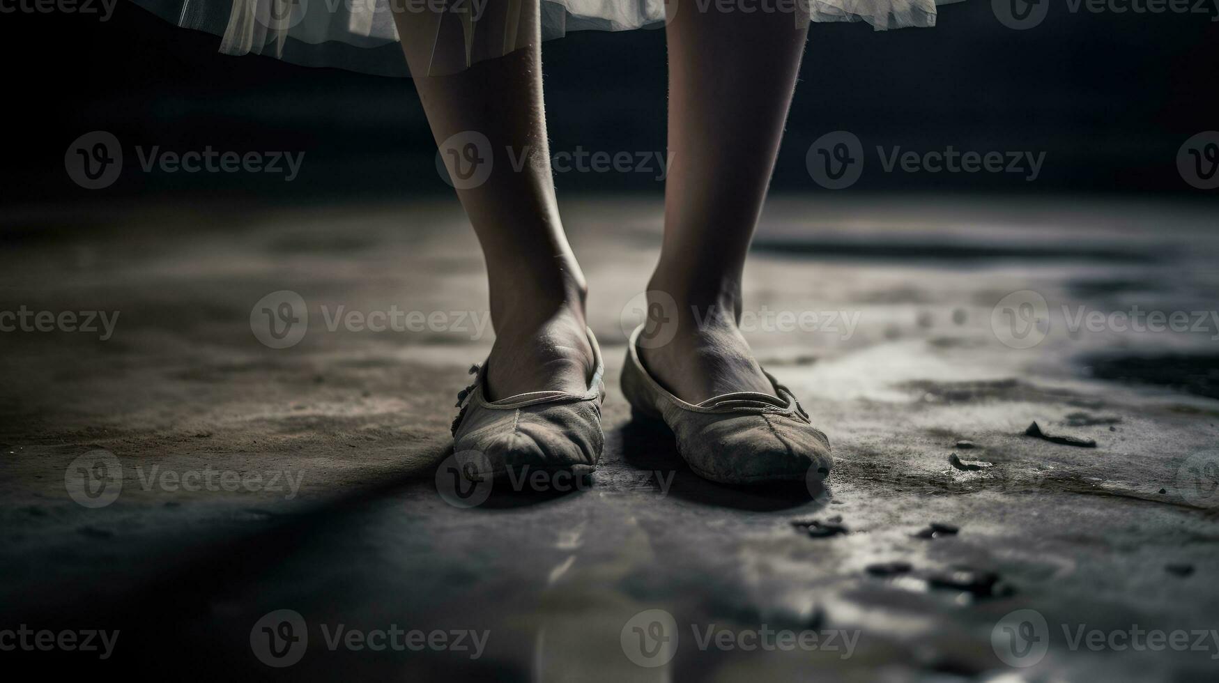 detailopname van een ballerina's voeten. generatief ai foto