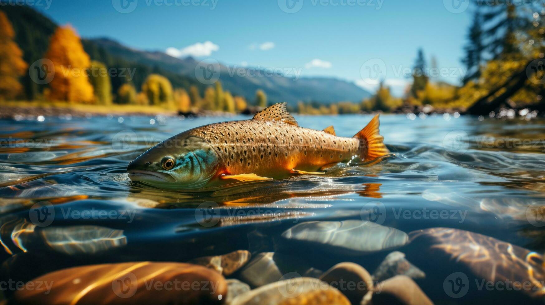 vis Aan de oppervlakte van de water. generatief ai foto