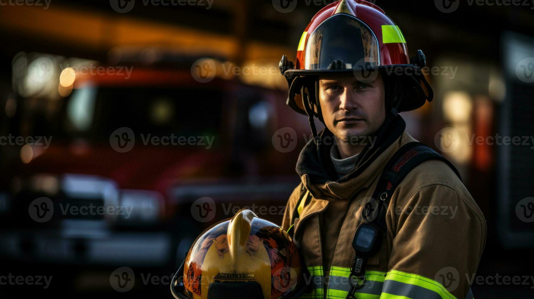 mannetje brandweerman foto. generatief ai foto