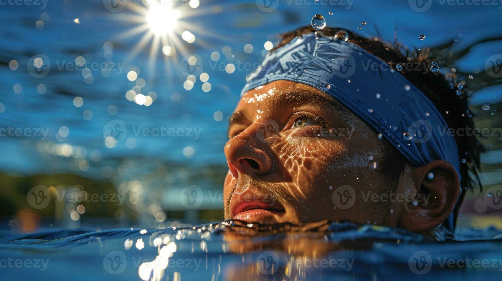 zwemmer in een competitief Een stukje zwempak. generatief ai foto