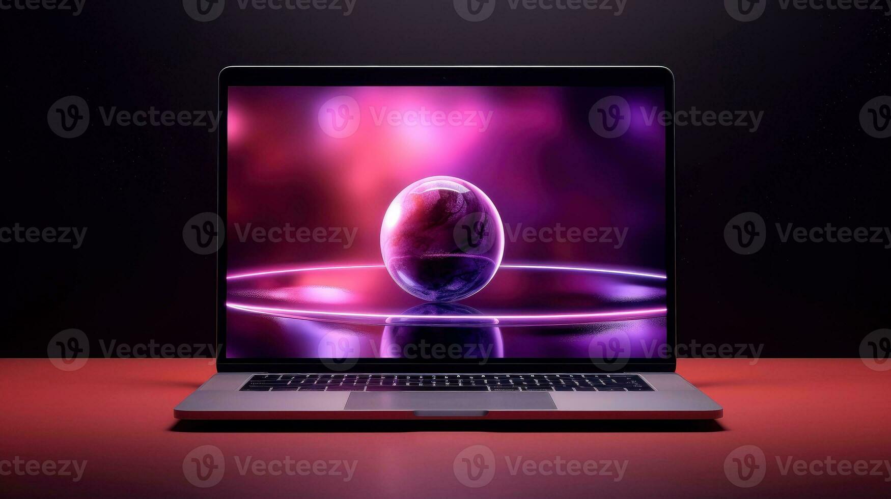 mockup van mooi laptop met veelkleurig achtergrond, generatief ai illustratie foto