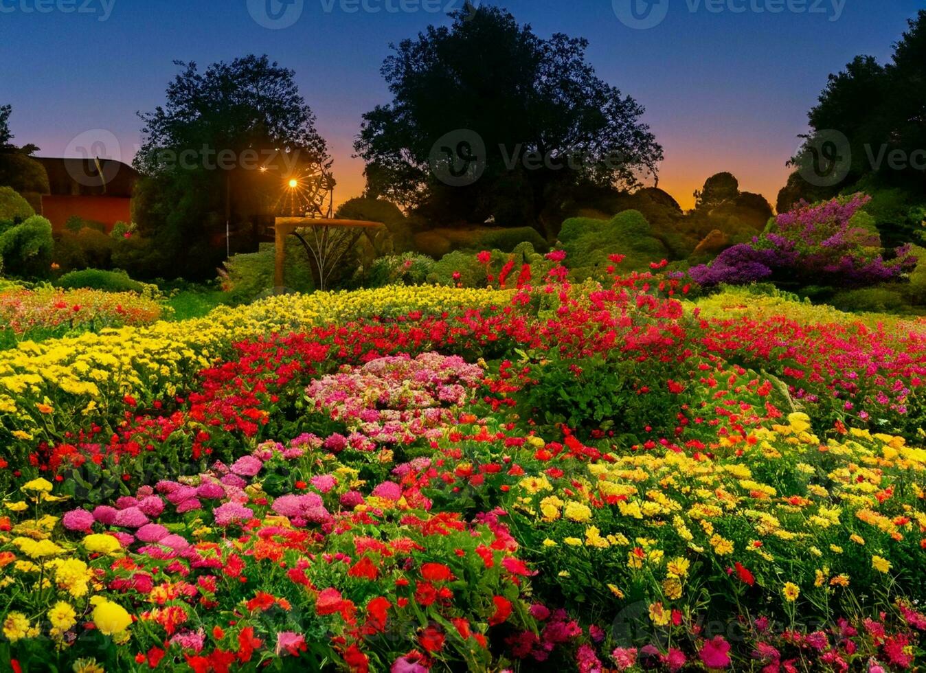 vlinders in de bloem tuin Bij schemer foto