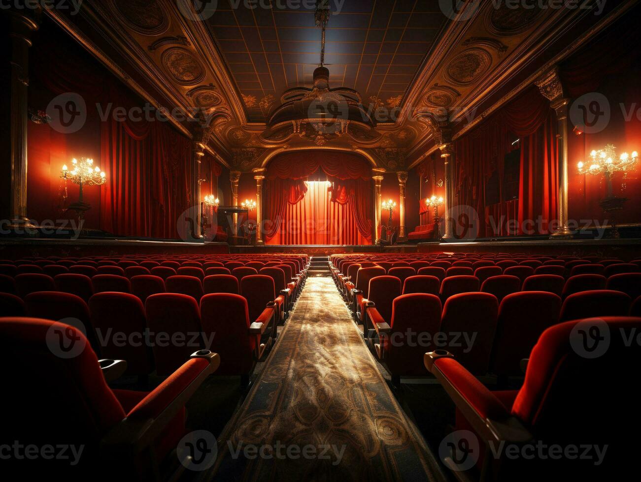 ai gegenereerd leeg theater tafereel foto