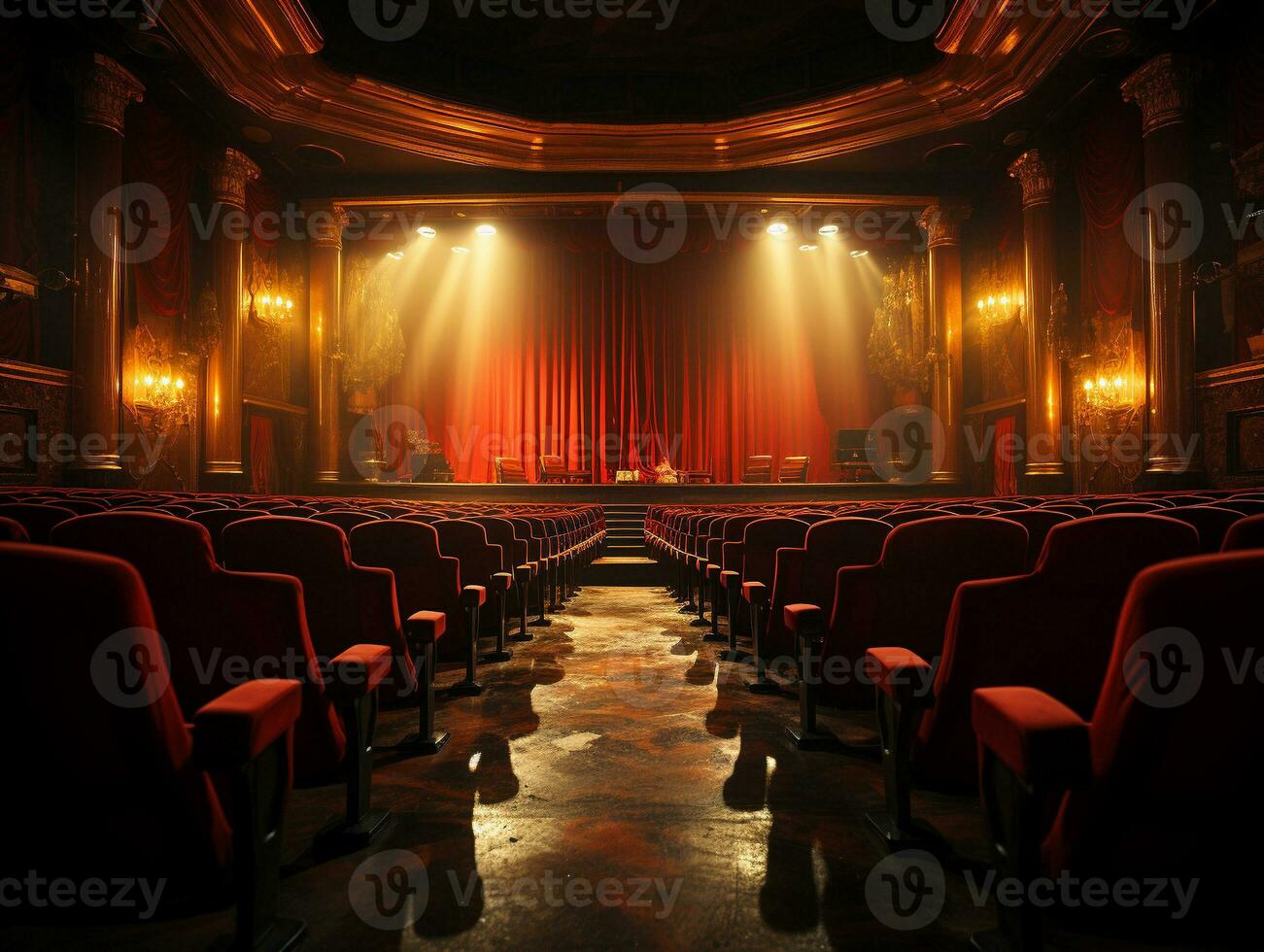 ai gegenereerd leeg theater tafereel foto