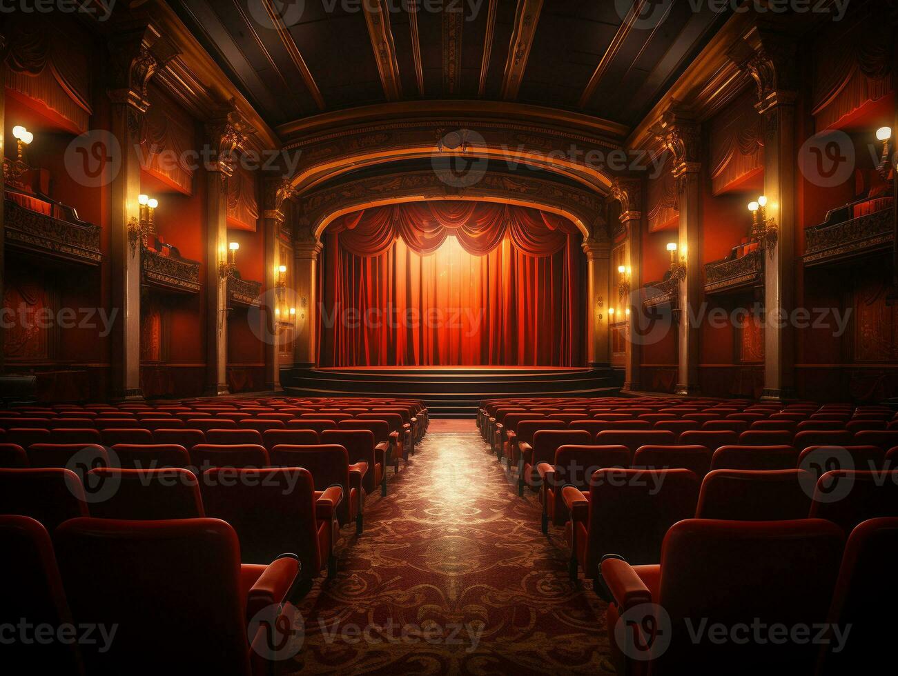 ai gegenereerd leeg theater tafereel foto