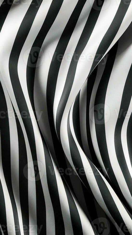 zwart en wit gestreept kleding stof structuur achtergrond. ai gegenereerd foto