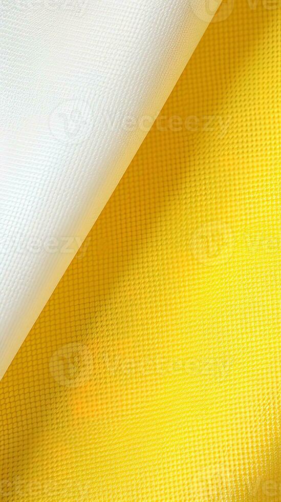 geel en wit gestreept kleding stof structuur achtergrond. ai gegenereerd foto