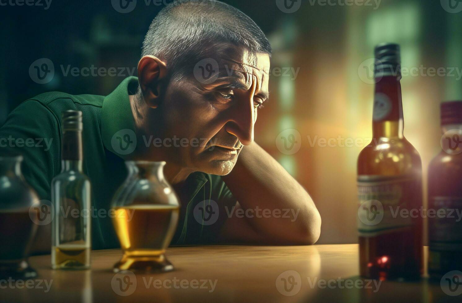 alcoholisch persoon verdrietig. genereren ai foto