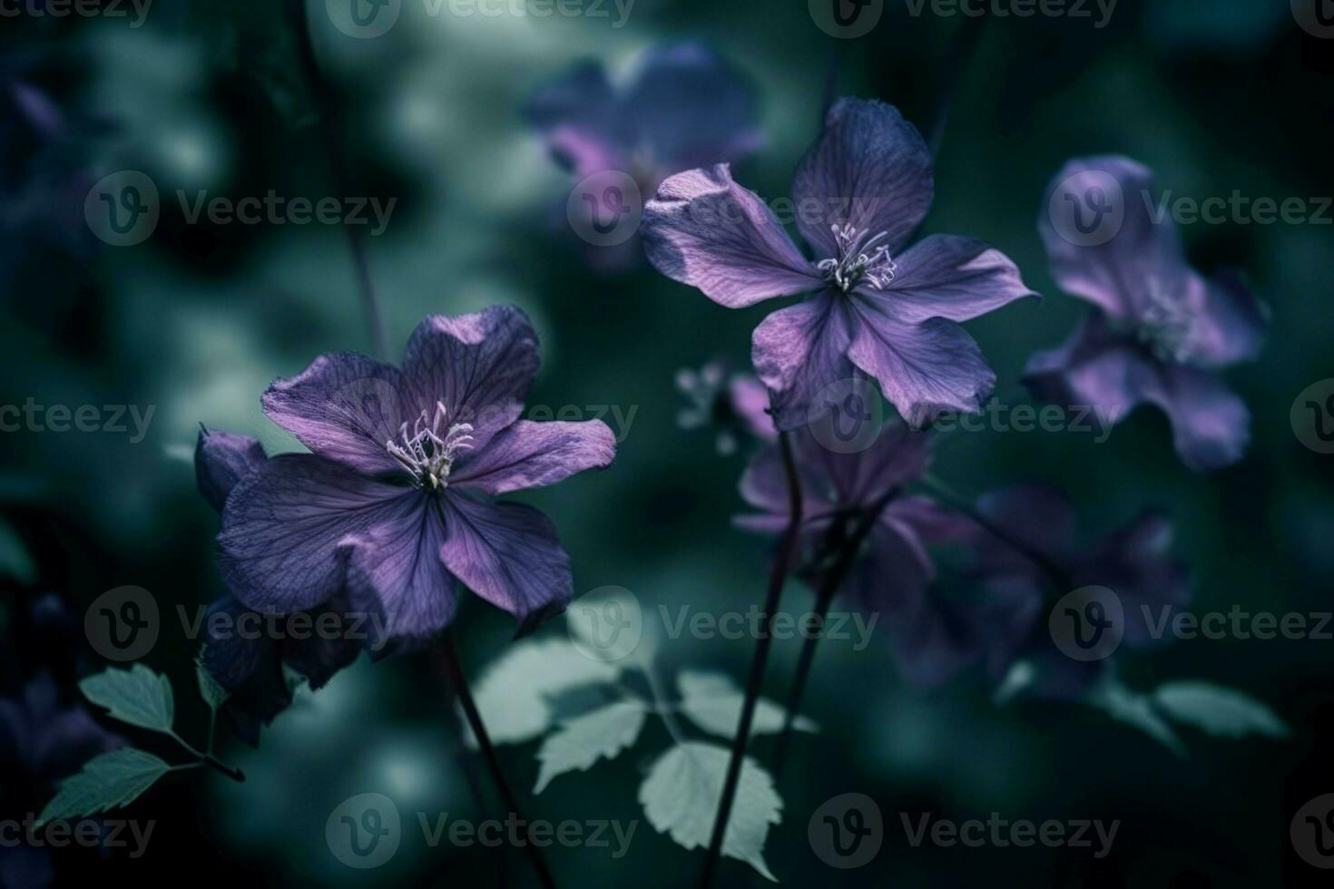 Purper bloemen detailopname dramatisch. genereren ai foto