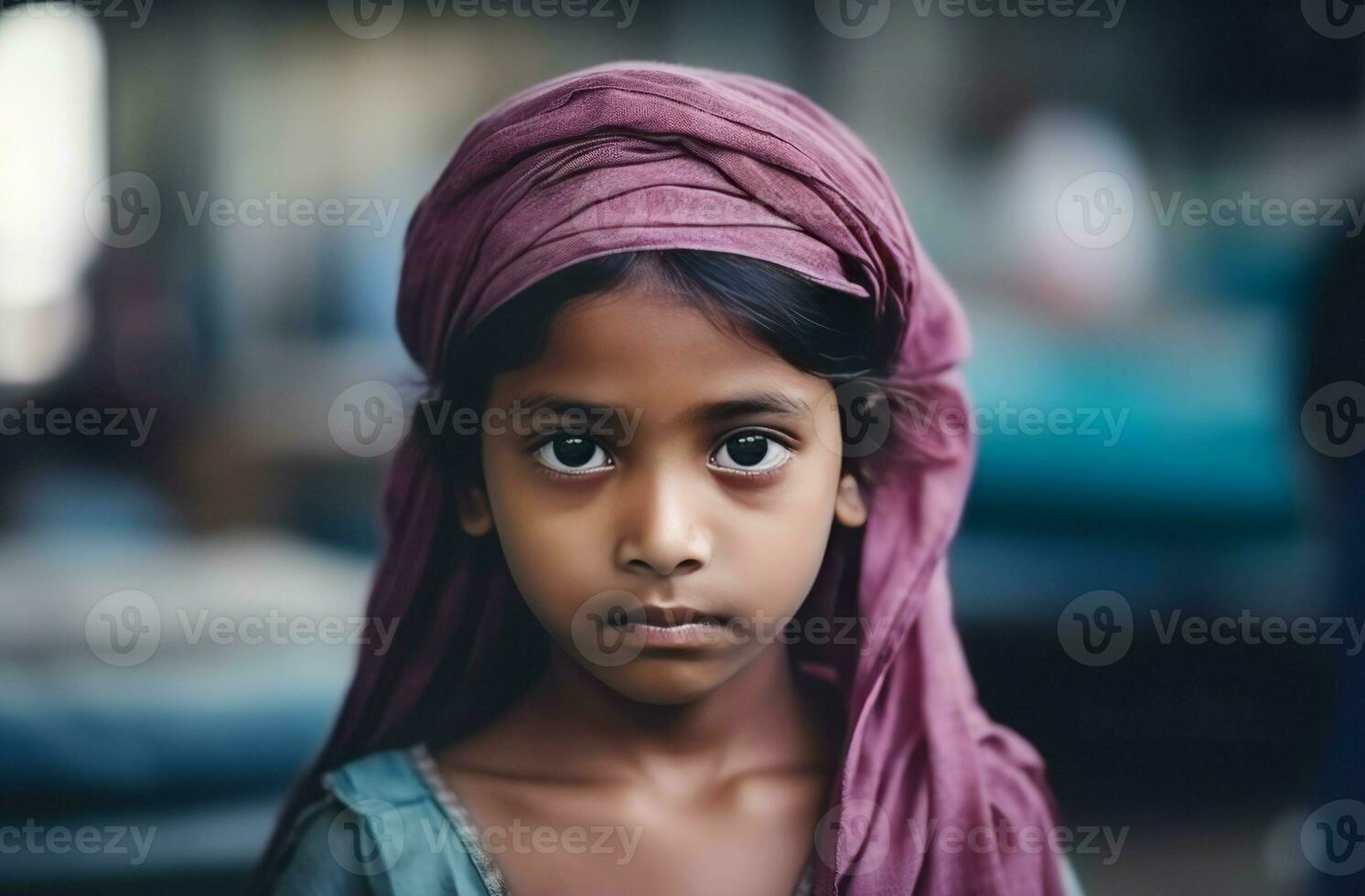 Indisch meisje textiel wol. genereren ai foto