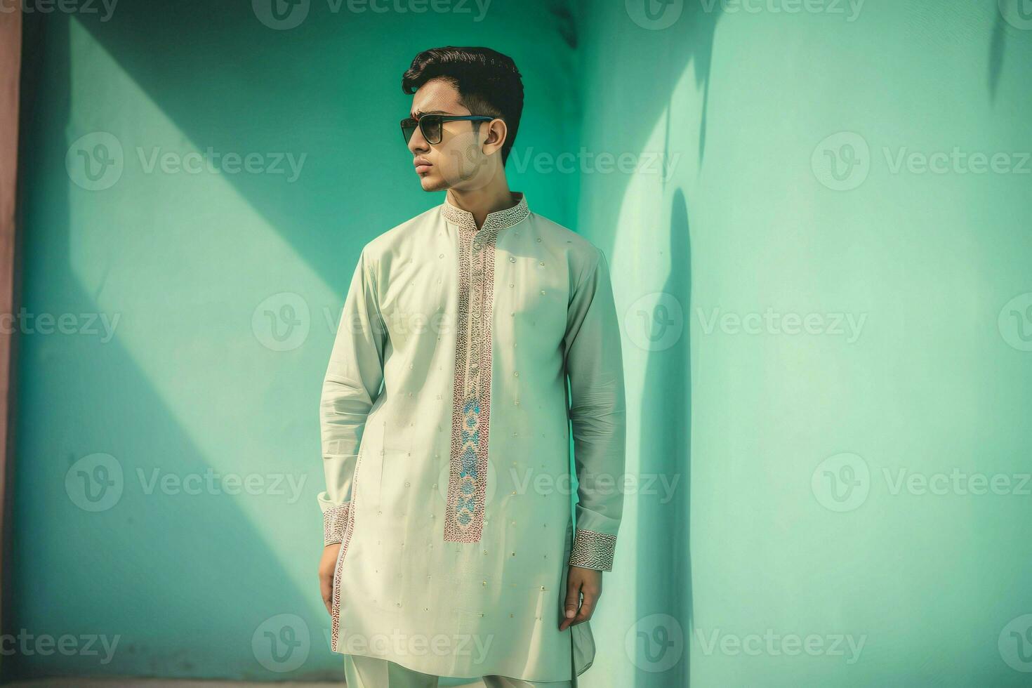 Indisch Kurta ontwerp model- Mens. genereren ai foto