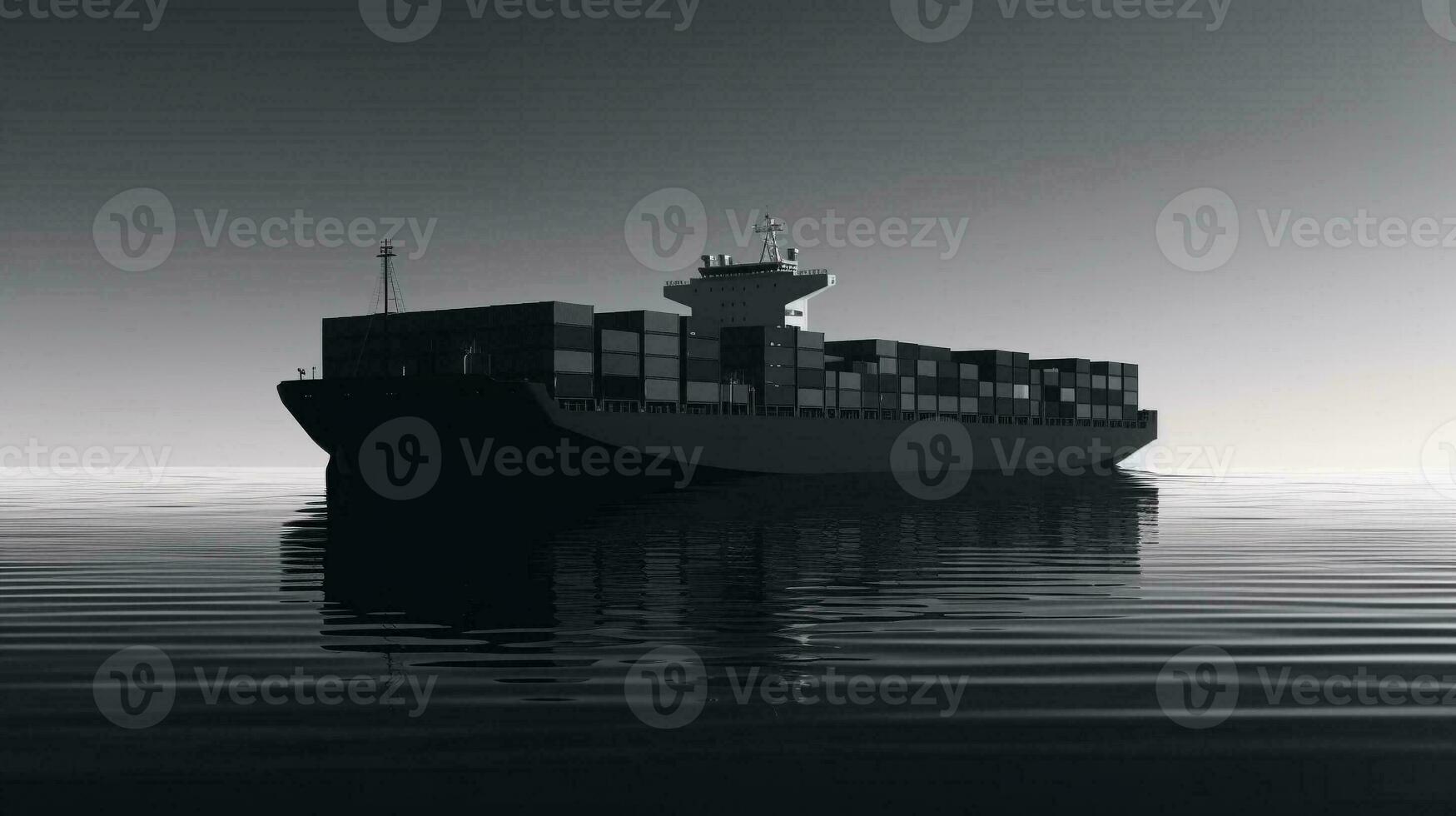 houder schip zeilen Aan Open water ten volle geladen met containers en lading. ai generatief. foto