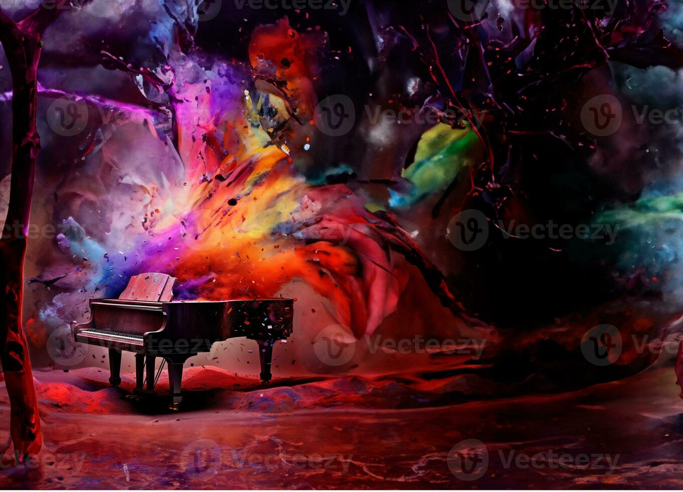 mooi fantasie piano geïsoleerd Aan donker achtergrond. generatief ai. foto