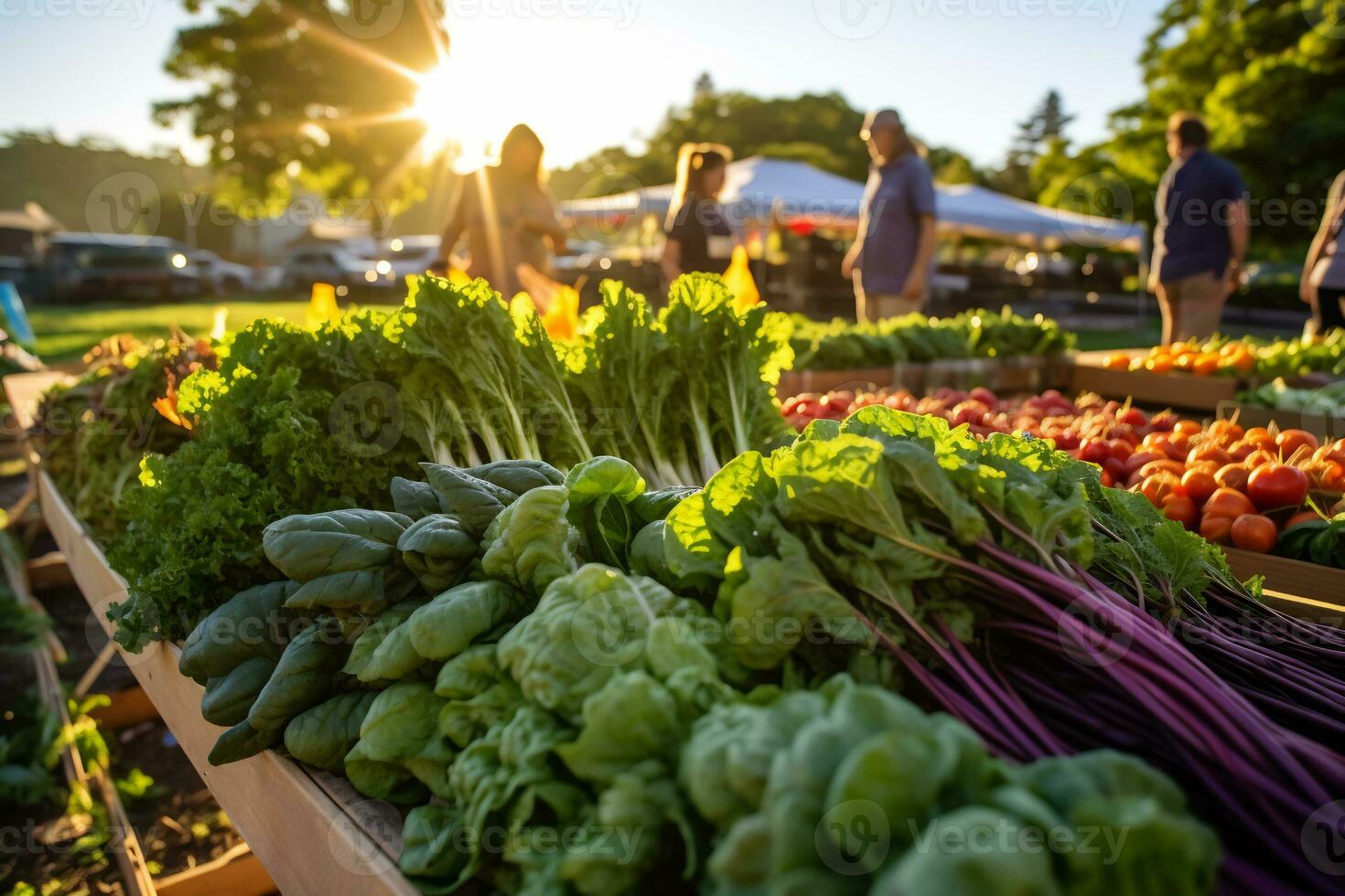 ai generatief lokaal boeren markt met super vers produceren foto