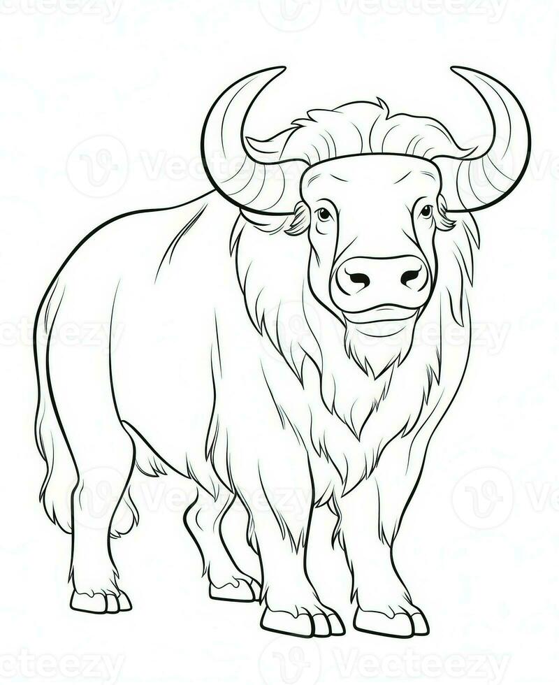 vector van buffel in zwart en wit kleuren. dier kleur bladzijde voor kinderen. generatief ai foto