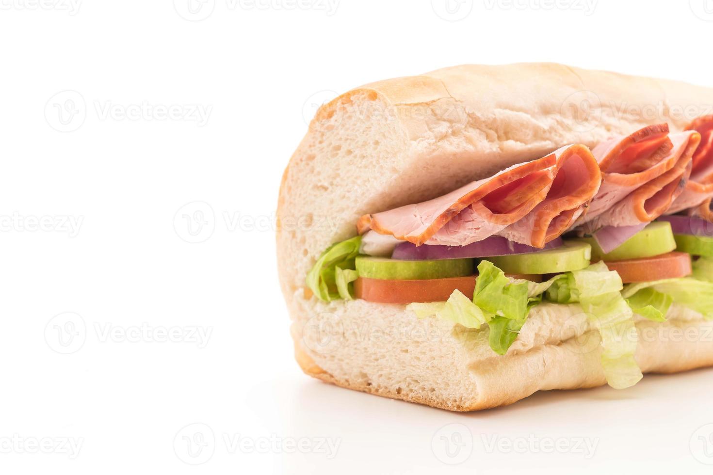 onderzeese sandwich met ham en salade foto