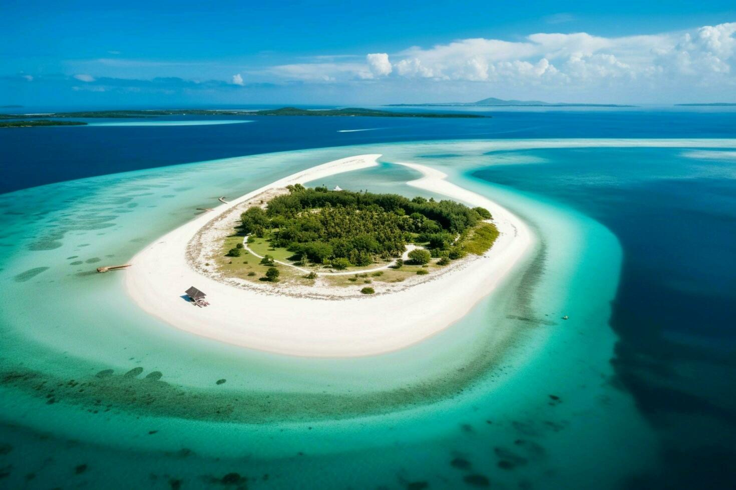 een vredig eiland met wit zanderig stranden foto
