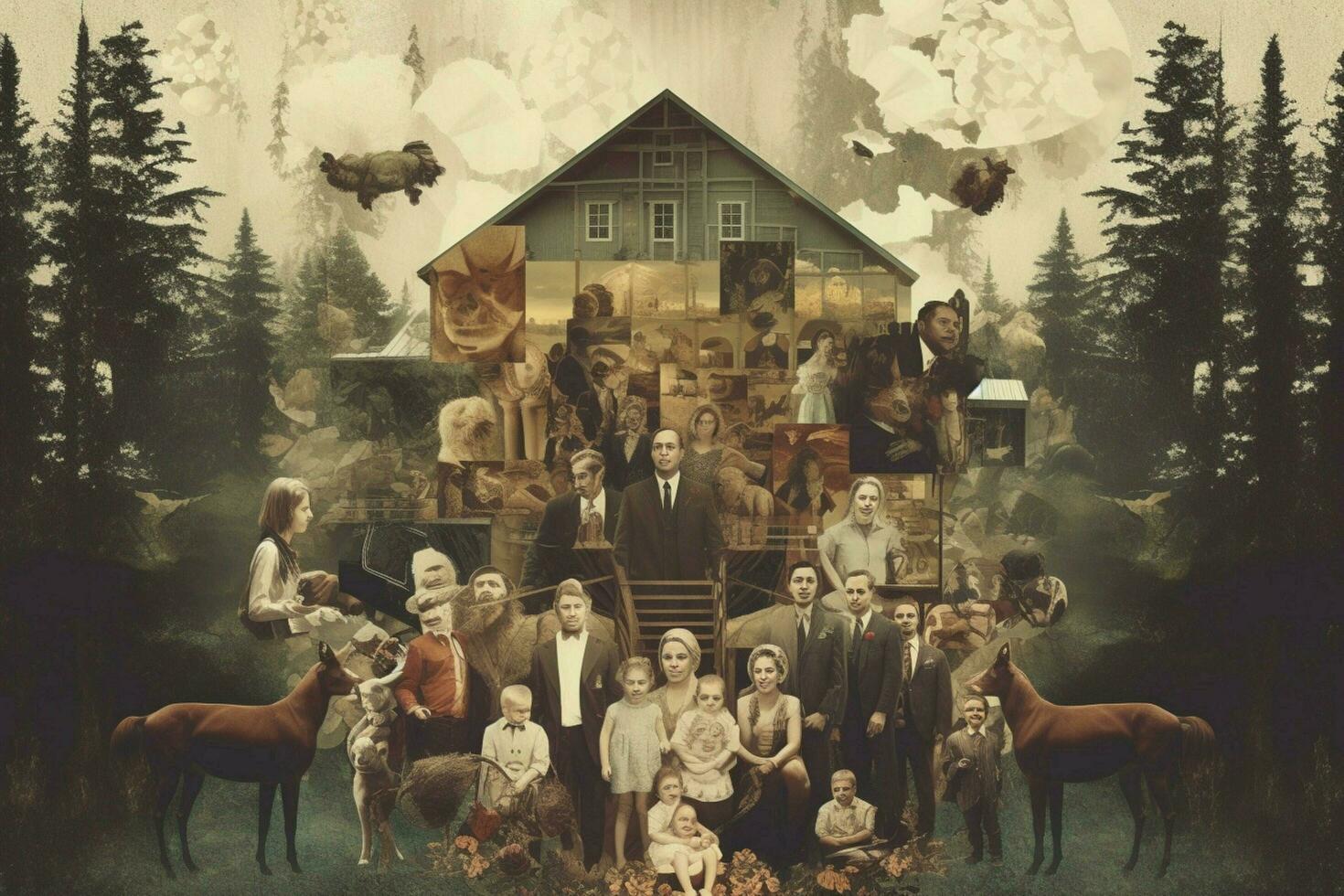 een portret samengesteld van een collage van familie foto's foto