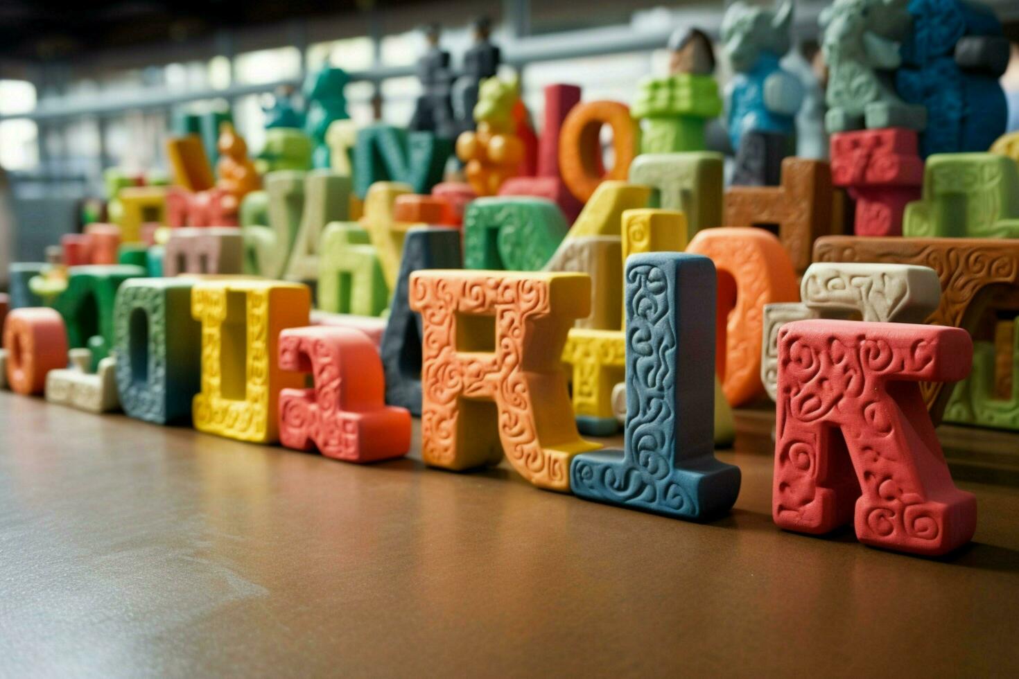 een reeks van schuim brieven voor spelling en lezing foto