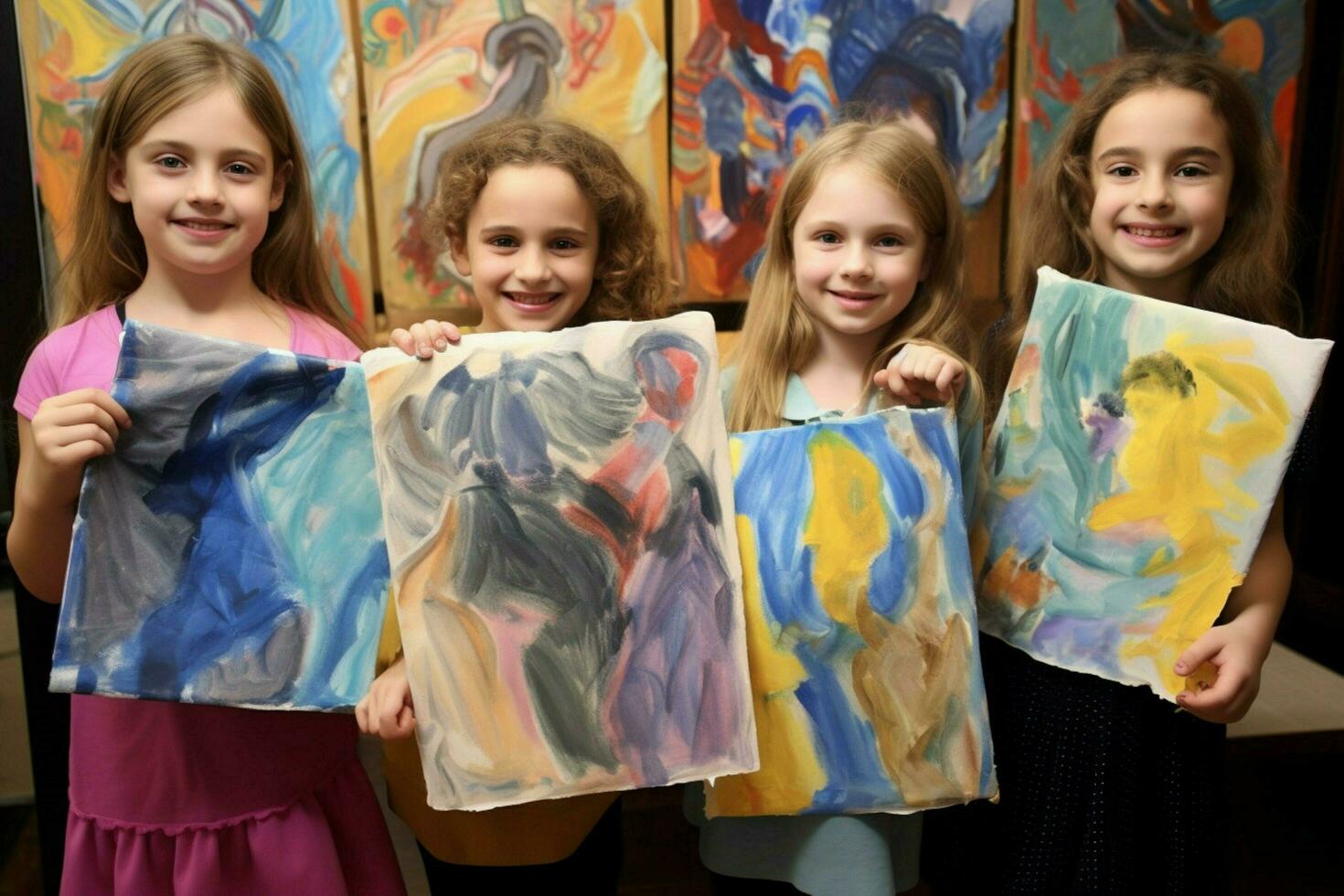 kinderen tonen uit hun artwork foto