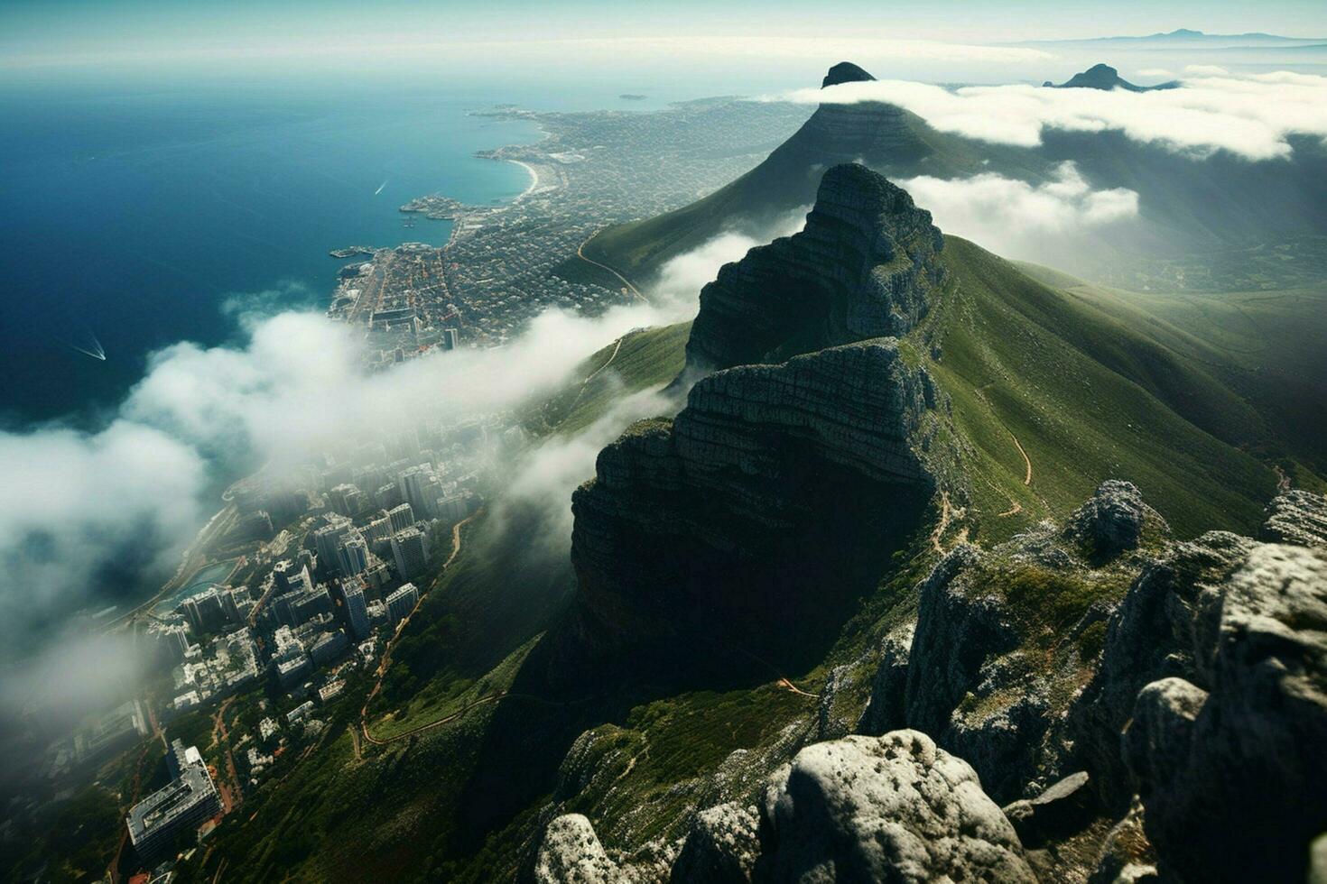 de adembenemend visie van boven tafel berg foto