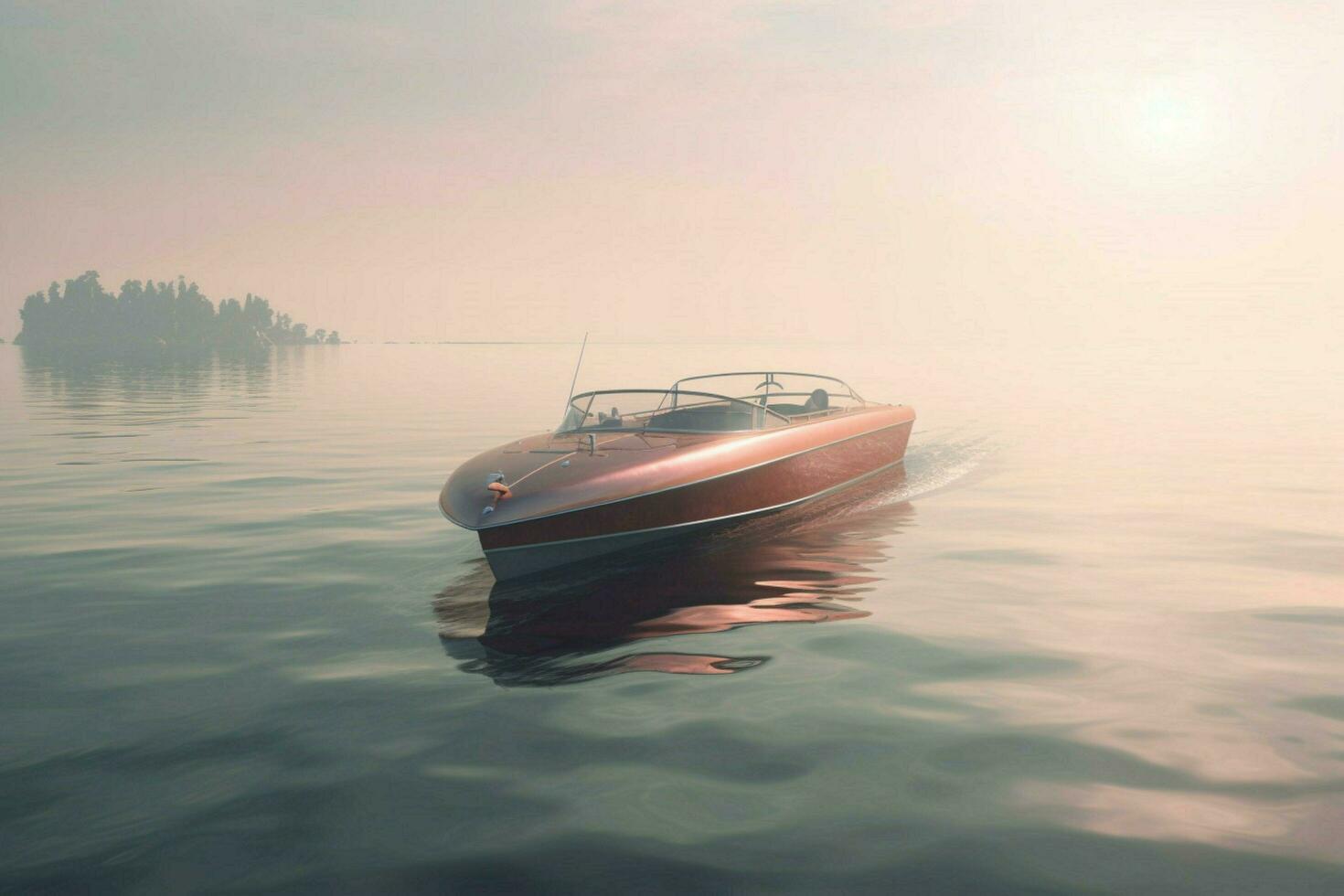 de brommen van een niet zo ver weg speedboot foto