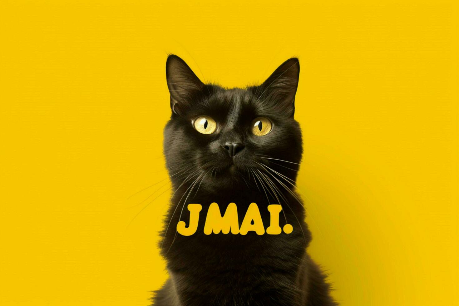 een kat met een geel achtergrond dat zegt sim een kat foto