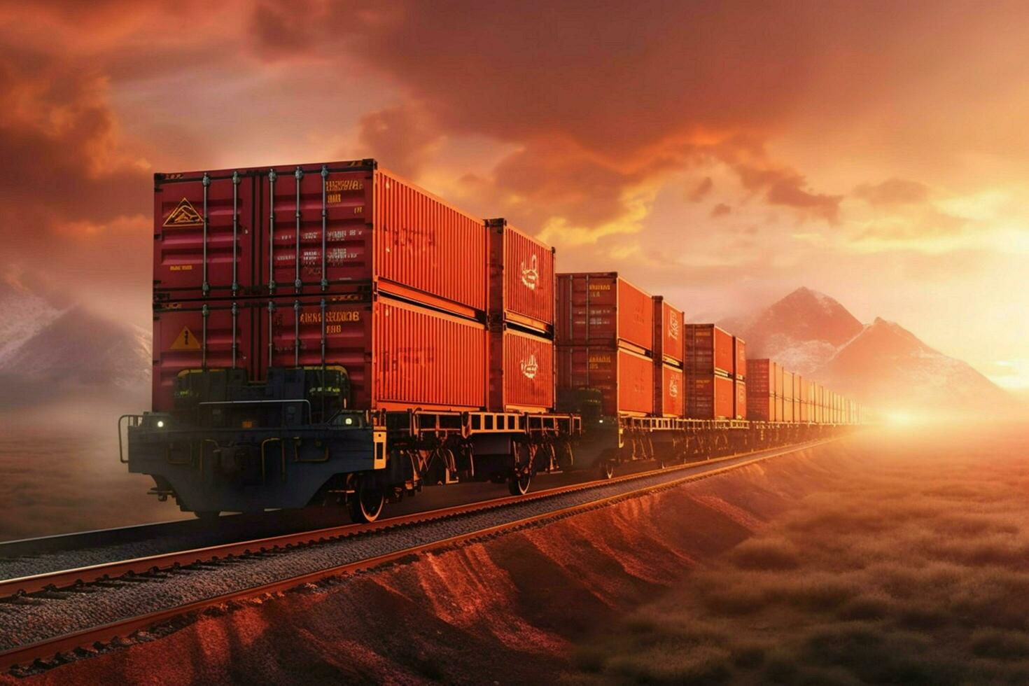 een trein draag- lading containers foto