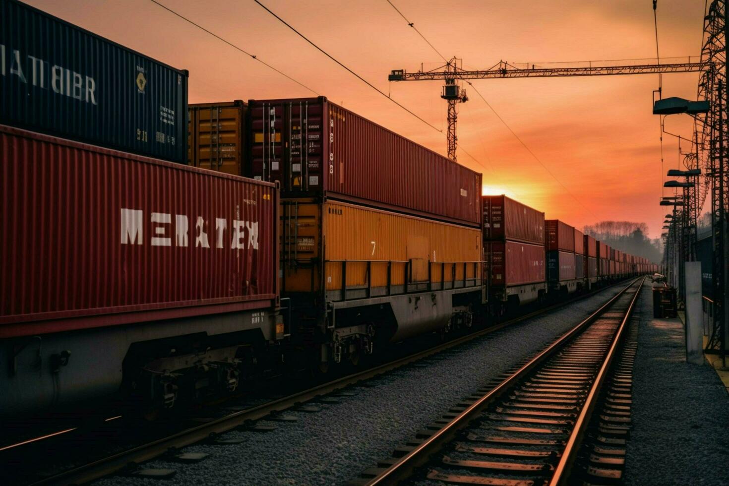 een trein draag- lading containers foto